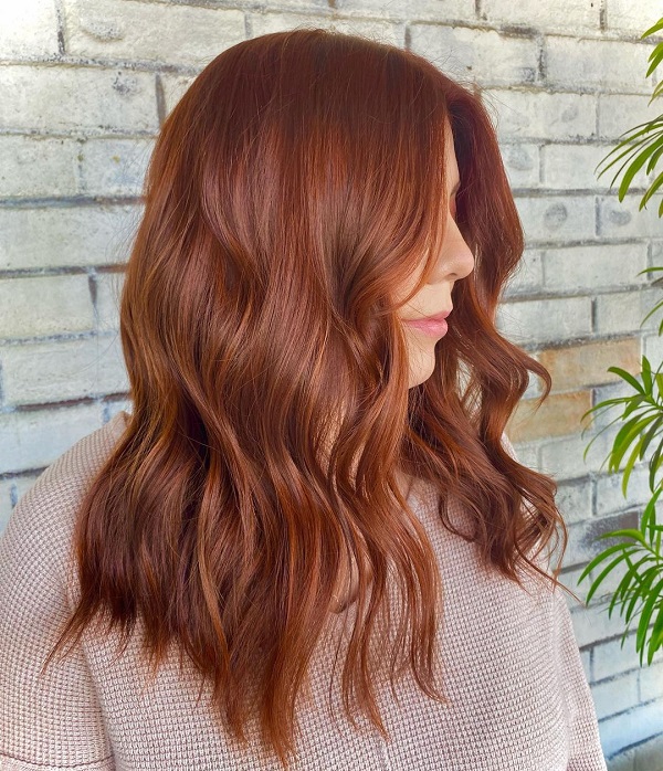 Pumpkin Spice Hair Color on Past Shoulders Length