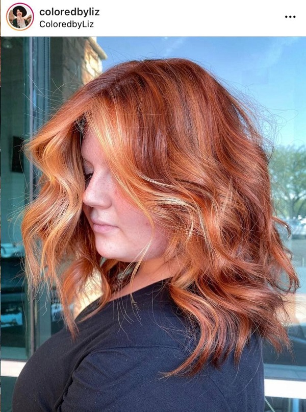 Pumpkin Spice Hair Color on a Beautiful Plus-Size Woman