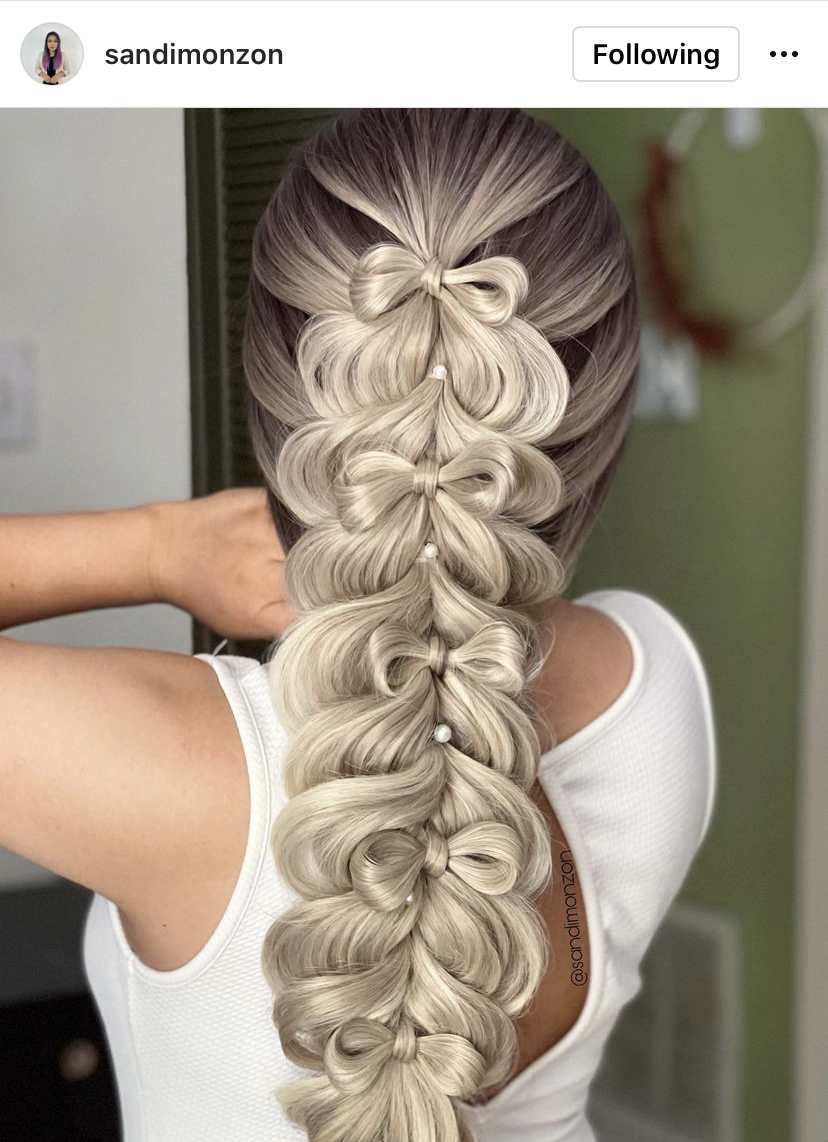 Blonde Braids Bow Hairstyle