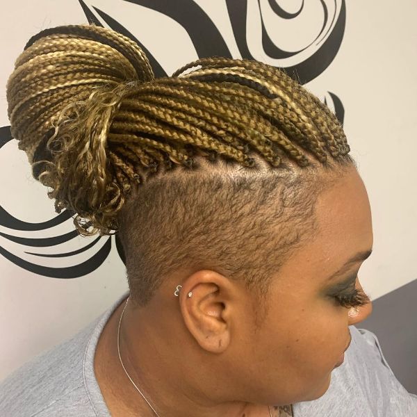 Honey Blonde Braids with Shaved Sides