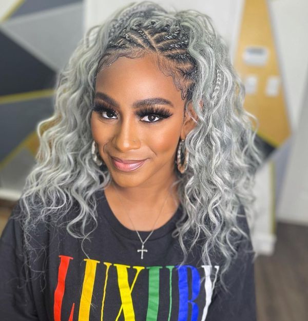 Gray Braids with Curls