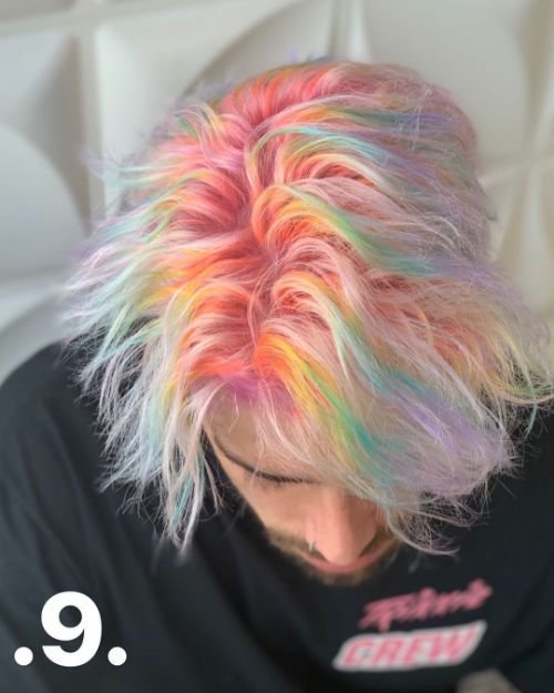 mens colorful dyed hair roots