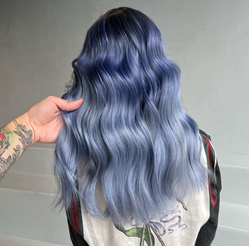 denim blue hair color photo