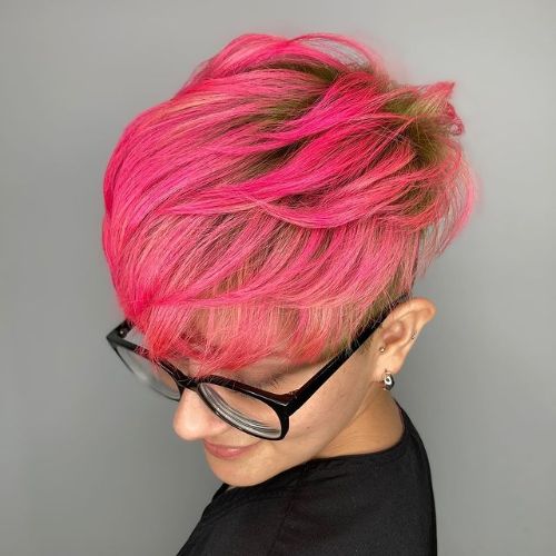 watermelon pink and green hair