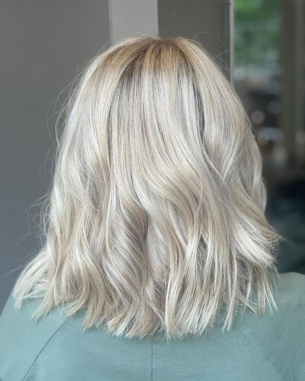 mid-length white chocolate hair with waves