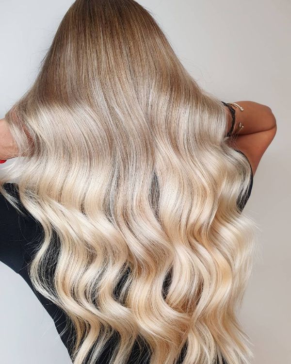 golden blonde and white chocolate hair colors in one hairstyle