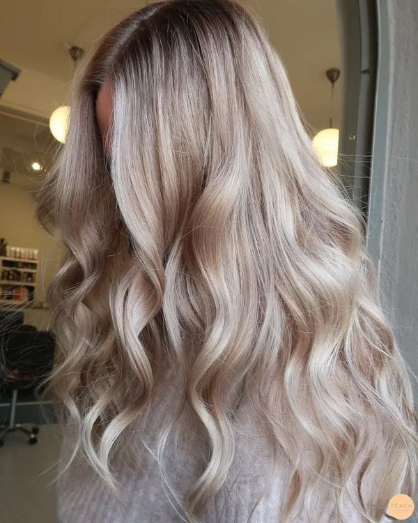 long white chocolate hair with shadow roots