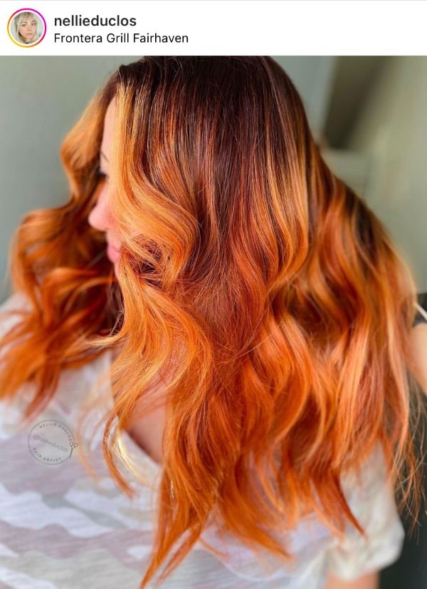 pumpkin spice hair dark to bright