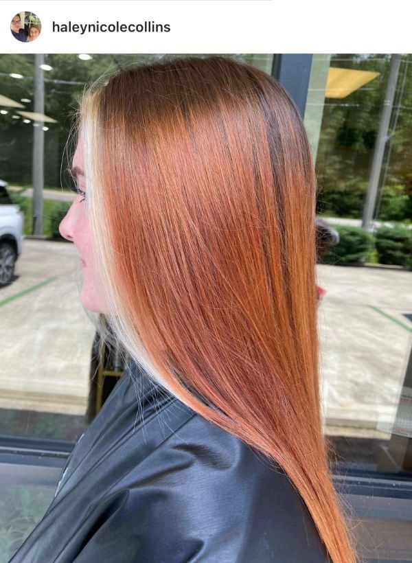 shiny straight pumpkin spice hair