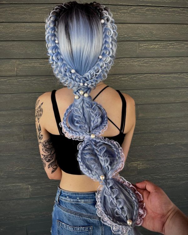 denim blue hair braid
