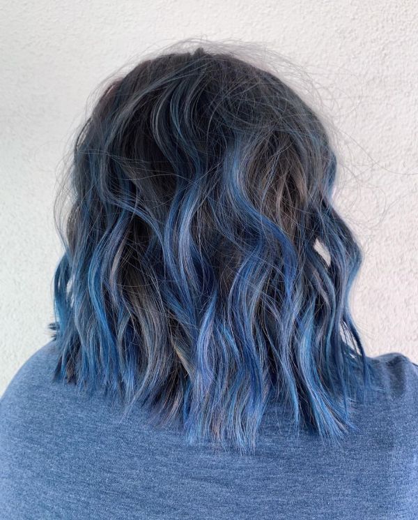 denim blue hair medium shoulder-length