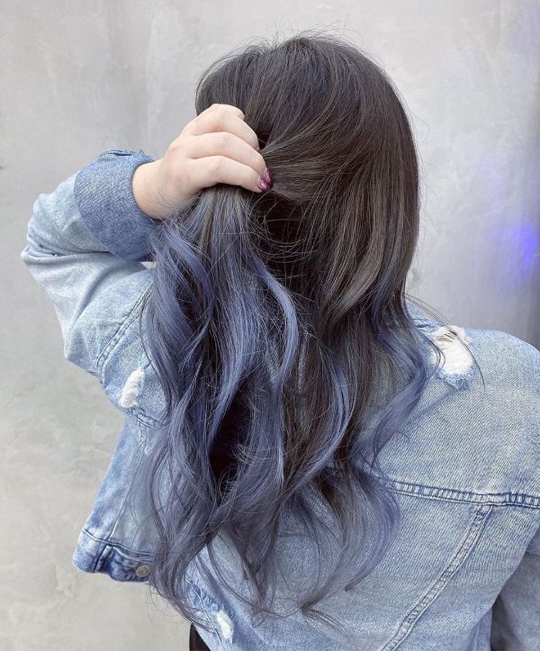 denim blue hair ombre balayage