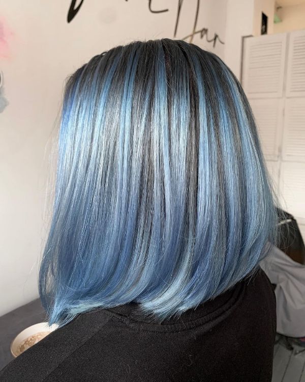 denim blue hair with black lowlights