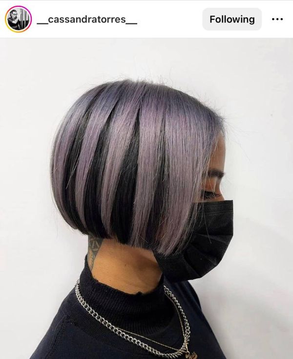purple and black short fine hair