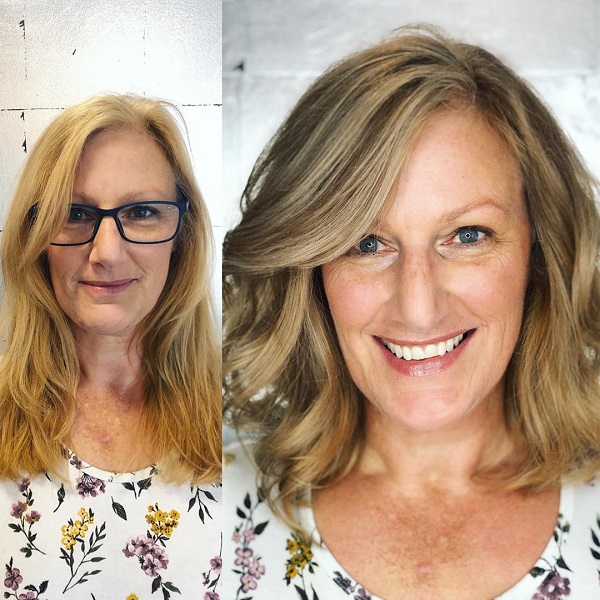 side part haircut with layers for women over 50