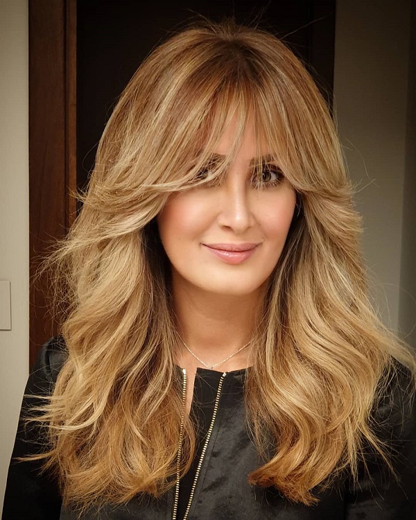 layered hair with highlights for women over 50