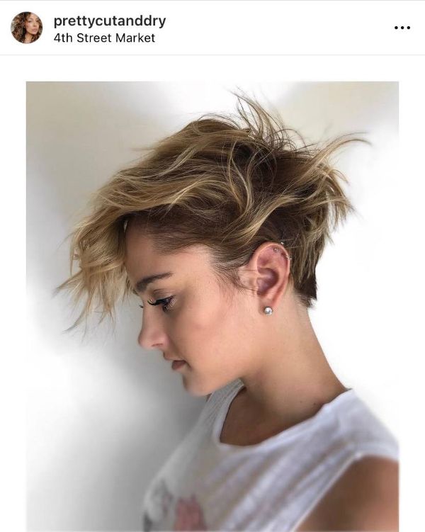 side-swept short fine hair with waves