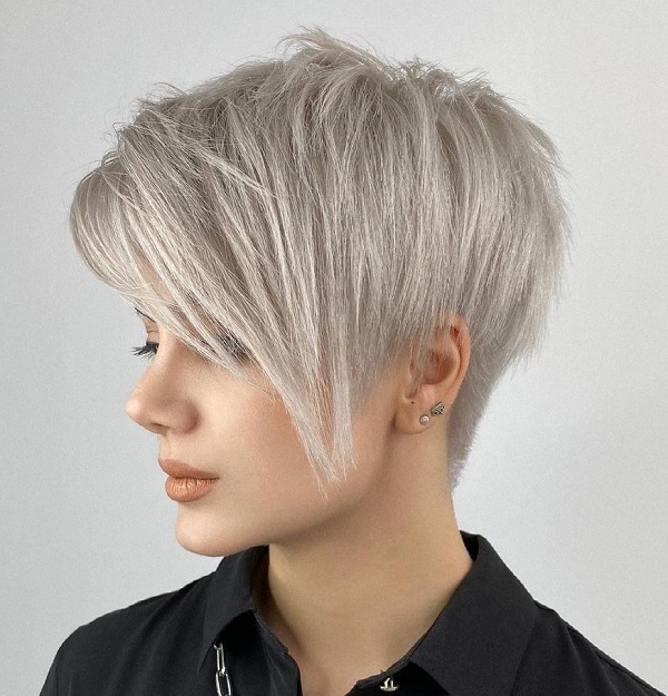 Silver Blonde Pixie Hairstyle
