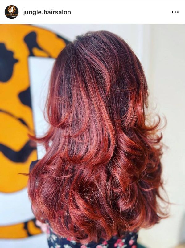 burgundy red  haircut