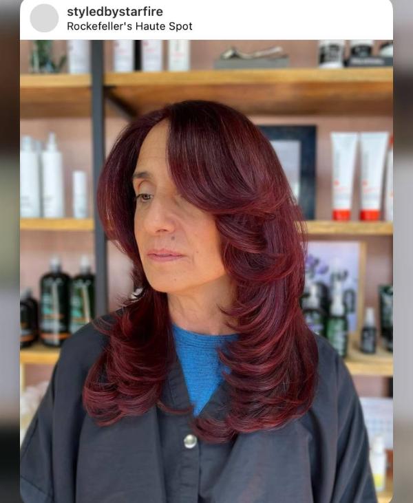 Burgundy Color Rachel Haircut