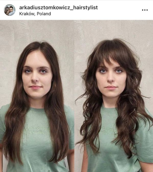 before after hair style with bangs picture