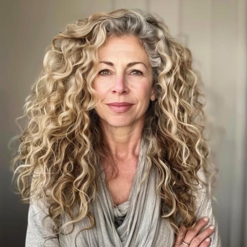 Layered Curly Hairstyle for Women over 60