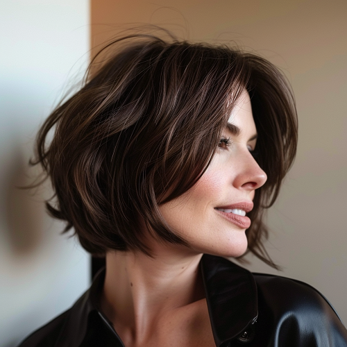 Brown Short Stacked Bob