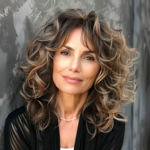 Shoulder-Length Curly Cut for Women over 60