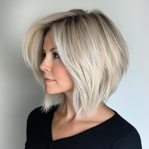 Medium Layered Inverted Blonde Bob