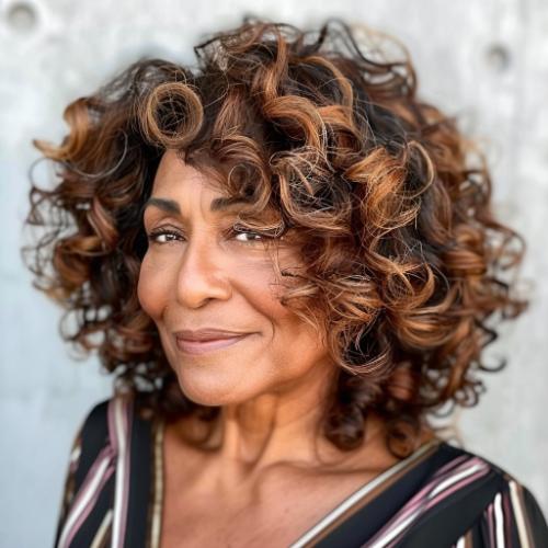 Natural Curly Hairstyle for Women over 60