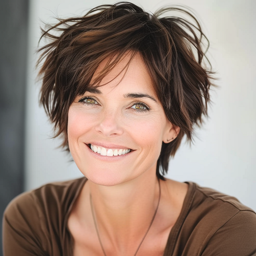 textured pixie cut woman over 40