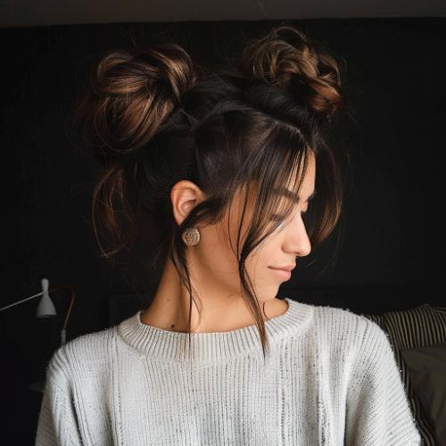 Long Hair Two Space Buns