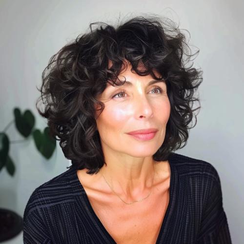 Curly Shaggy Cut for Women over 60