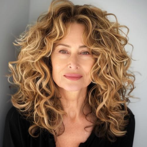 Blonde Long Curly Cut for Women over 60