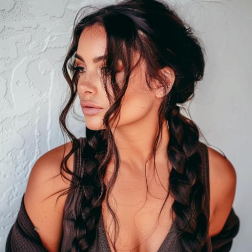 Long Braided hairstyle with Two Braids