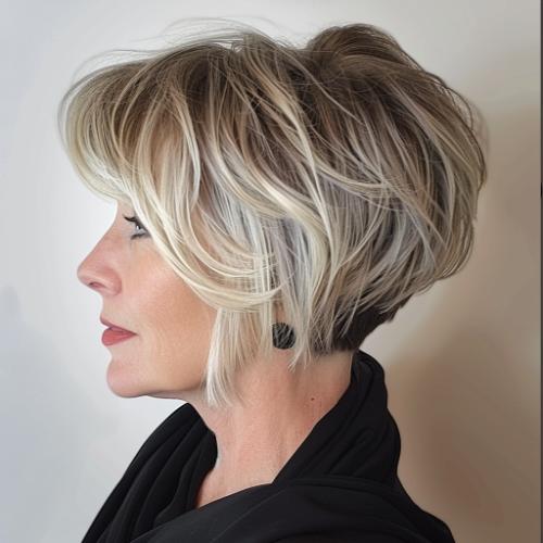 Ombre pixie cut on older woman