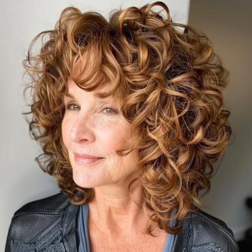 Medium Curly Hair for Women over 60