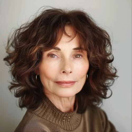 Face-Framing Curly Hairstyle for Women over 60