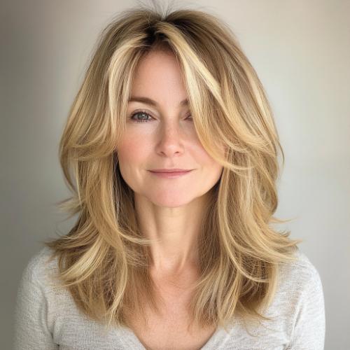 Feathered Medium-Length Highlights and Layers