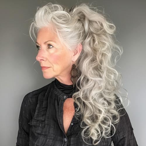 Curly Ponytail for Women over 60