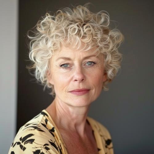 Blonde Curly Pixie for Women over 60