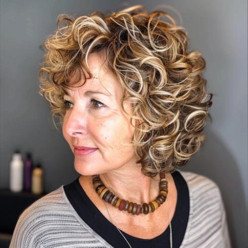 Curly Bobbed Hair for Women over 60