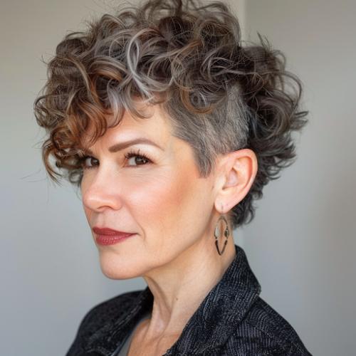 Undercut Curly Hairstyle for Women over 60