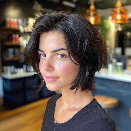 Dark Brunette Short Butterfly Cut