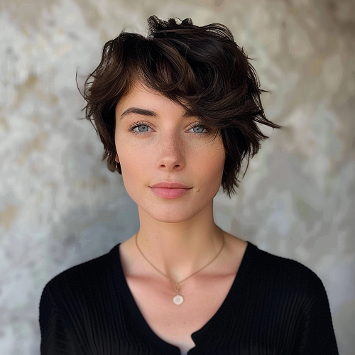 Short Butterfly Cut with Side Bangs