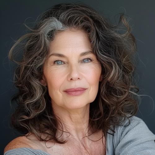 Thick Naturally Curly Hairstyle for Women over 60