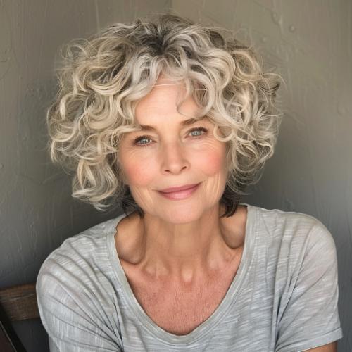 Youthful Curly Hairstyle for Women over 60