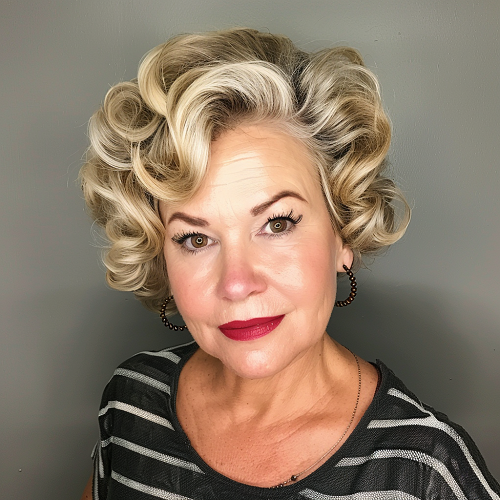 Pin retro curls over 50 woman