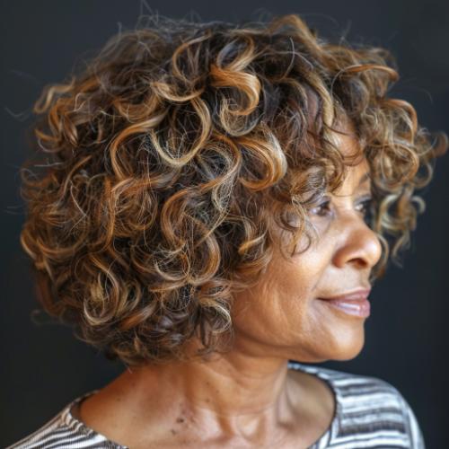 Curly Bob Cut for Women over 60