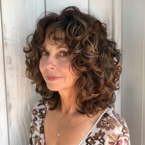 Mid-Length Curly Cut for Women over 60